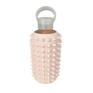 BKR ROSE PINK SPIKED GLASS WATER BOTTLE WITH SLEEVE 500ML 16OZ